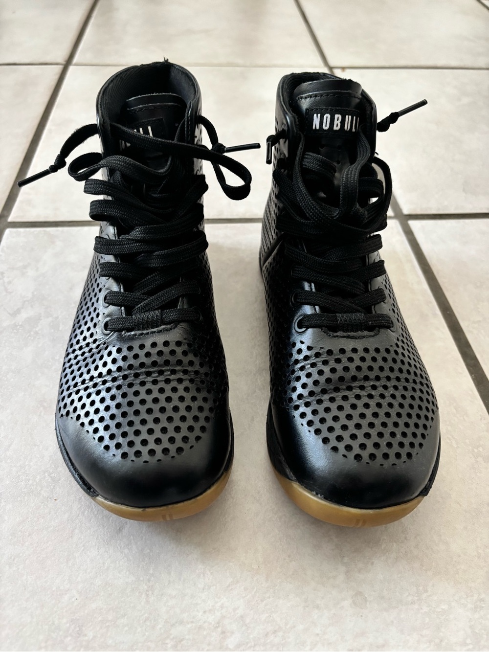 NOBULL Black Perforated High-Top Training Shoes with Gum Outsole